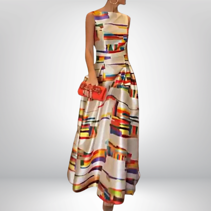 AMY | Sukienka maxi w geometryczny wzór