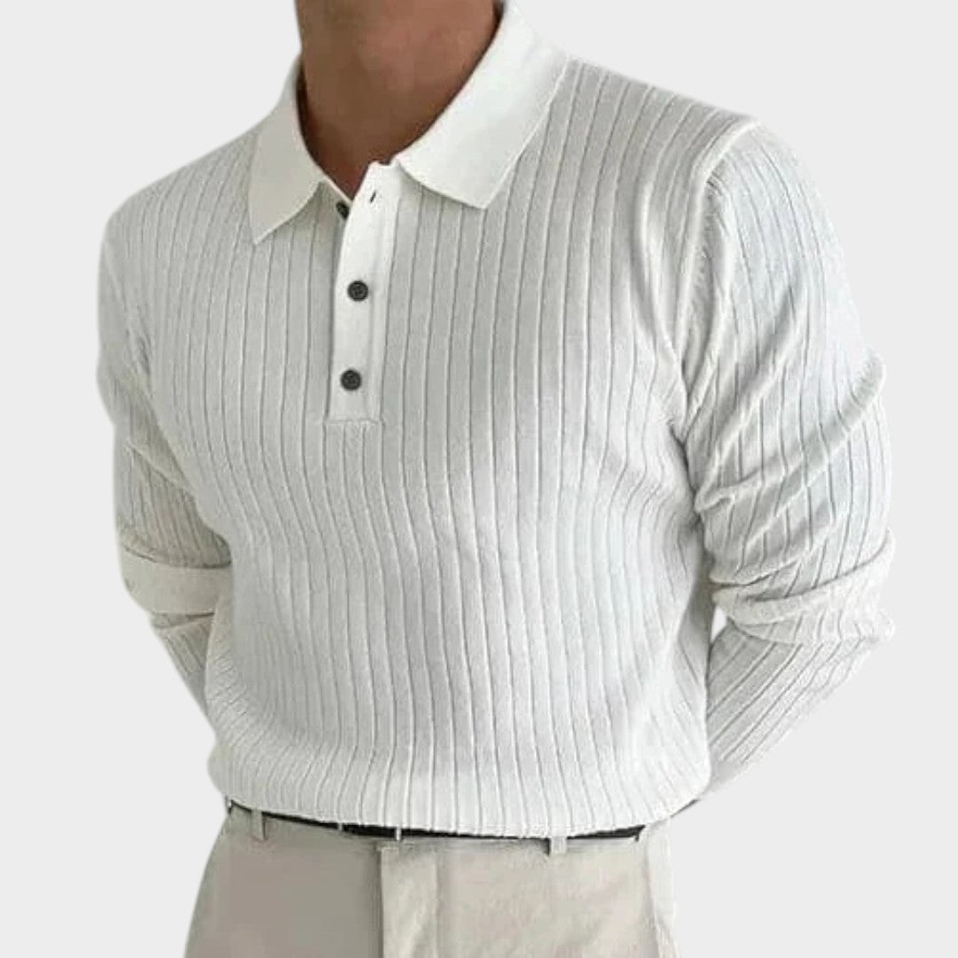 BENJAMIN | Sweter polo z prążkowaniem