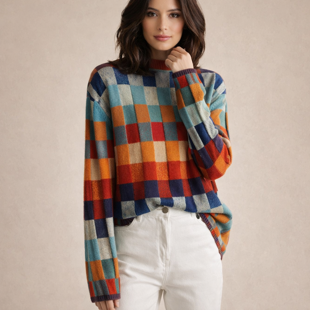 MAGDALENA | Sweter w kratę