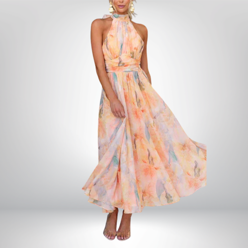 SANDRA | Sukienka maxi w akwarele