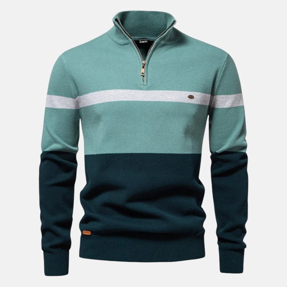SEBASTIAN | Sweter w paski z zamkiem