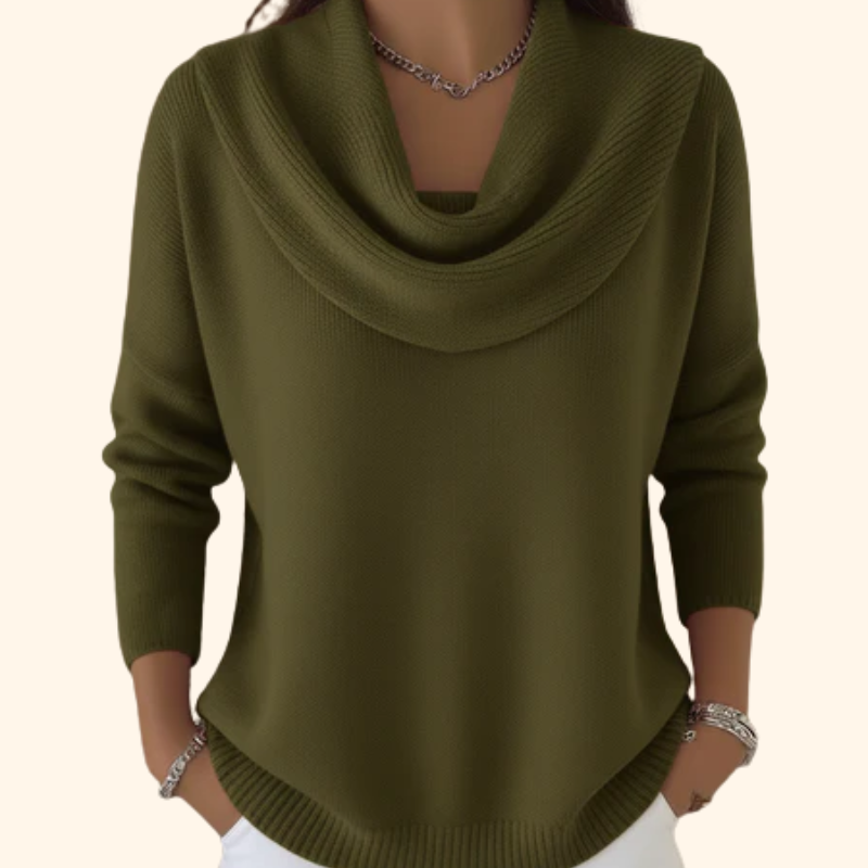 ZOFIA | Sweter z drapowanym kołnierzem