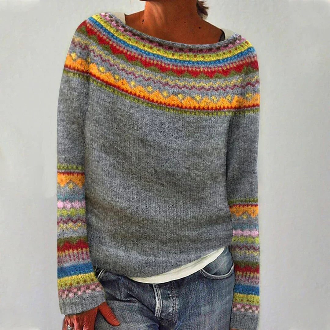 AGNIESZKA | Sweter oversize w kolorowe akcenty