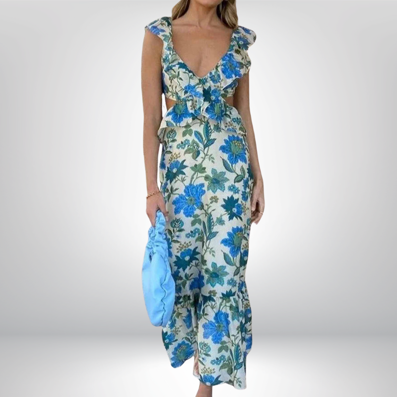 AMARA | Sukienka maxi w falbanki