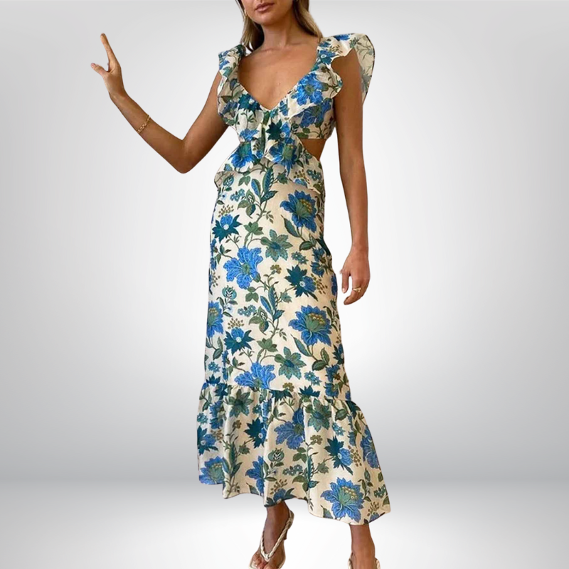 AMARA | Sukienka maxi w falbanki