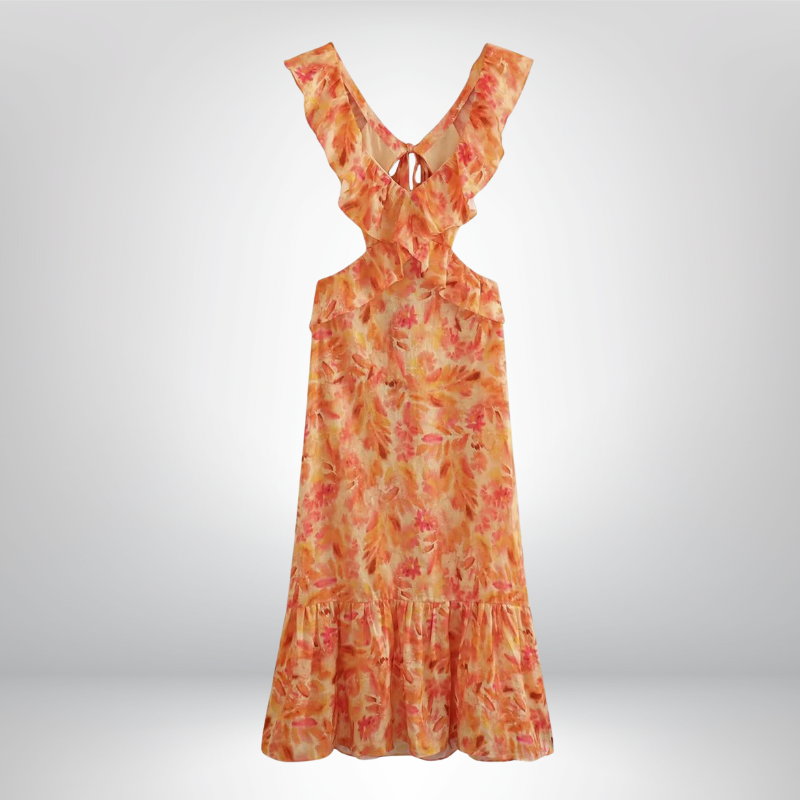 AMARA | Sukienka maxi w falbanki