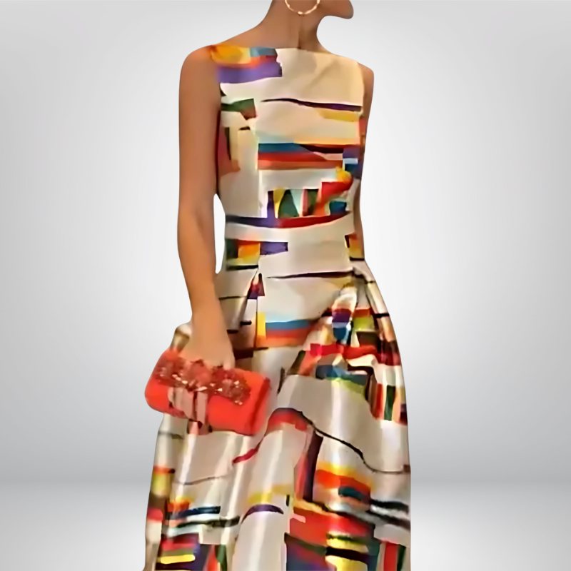 AMY | Sukienka maxi w geometryczny wzór