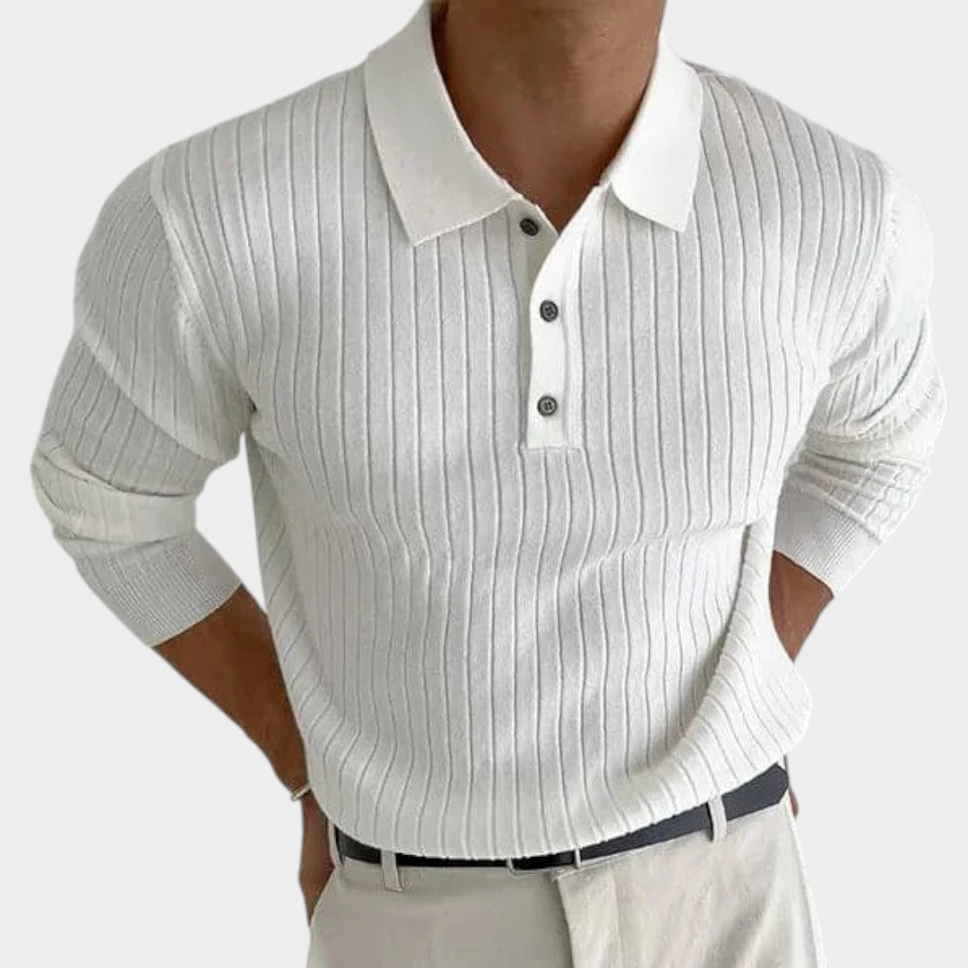 BENJAMIN | Sweter polo z prążkowaniem