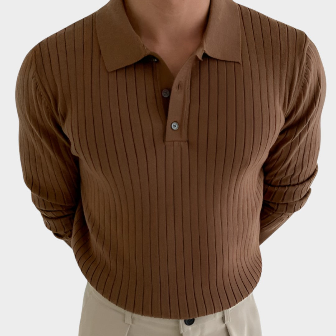 BENJAMIN | Sweter polo z prążkowaniem