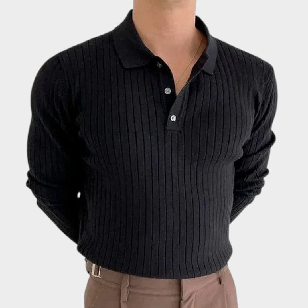 BENJAMIN | Sweter polo z prążkowaniem