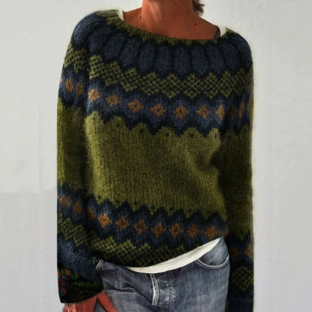 IWONA | Sweter oversize w nordycki wzór