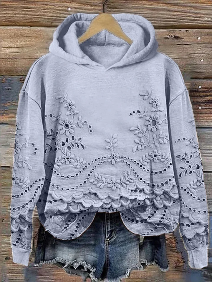 LENA | Bluza z haftem kwiatowym