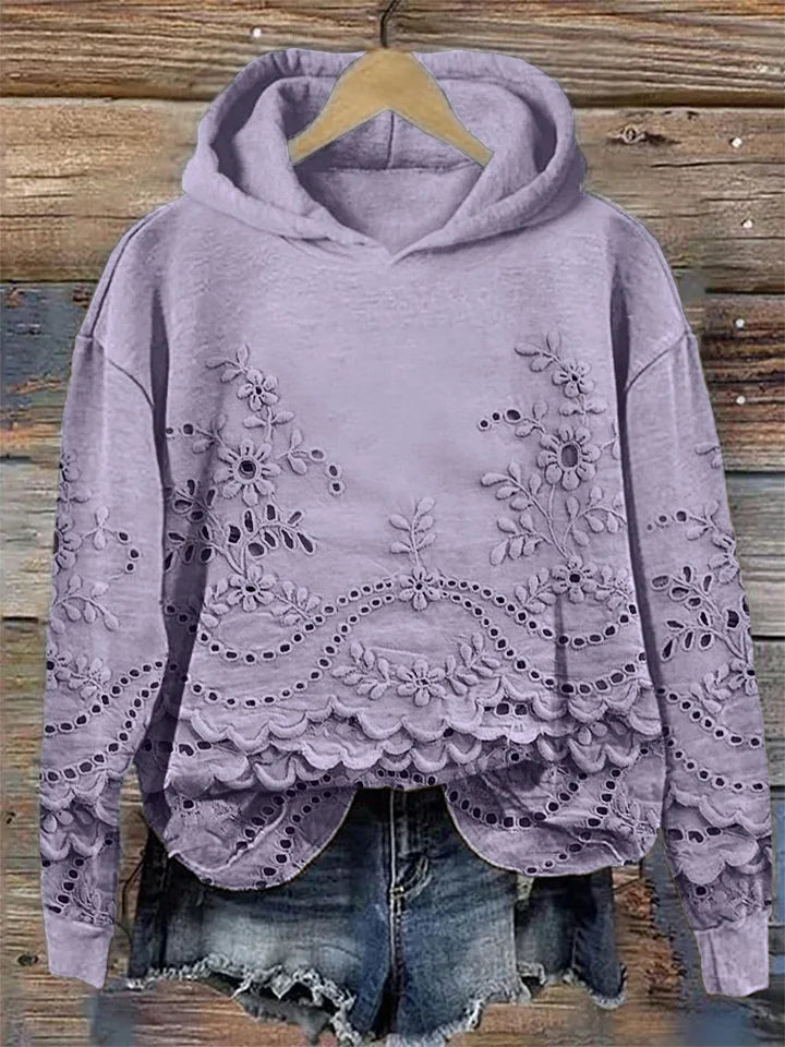 LENA | Bluza z haftem kwiatowym