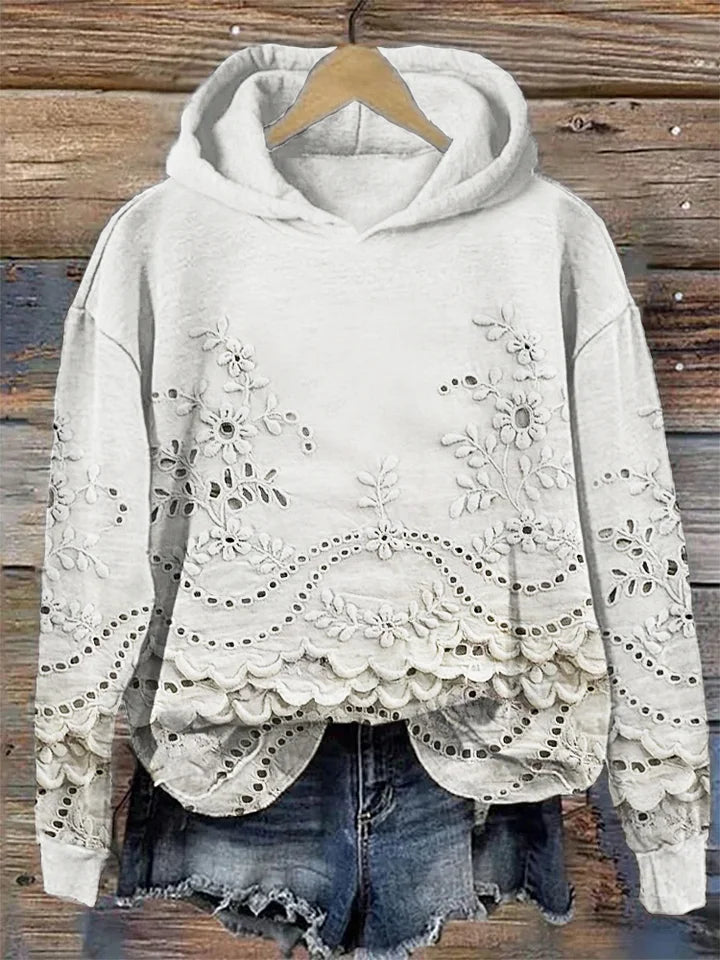 LENA | Bluza z haftem kwiatowym
