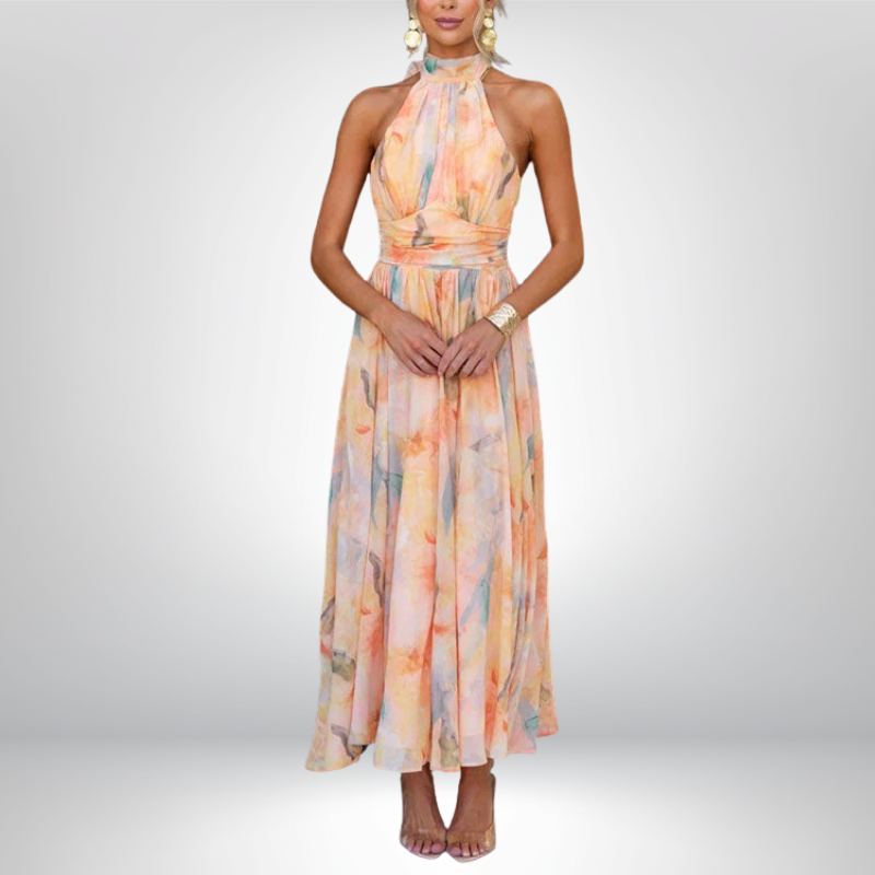 SANDRA | Sukienka maxi w akwarele
