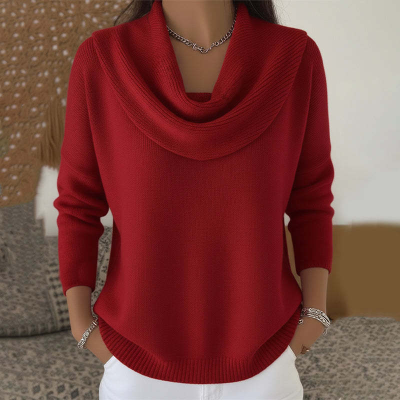 ZOFIA | Sweter z drapowanym kołnierzem