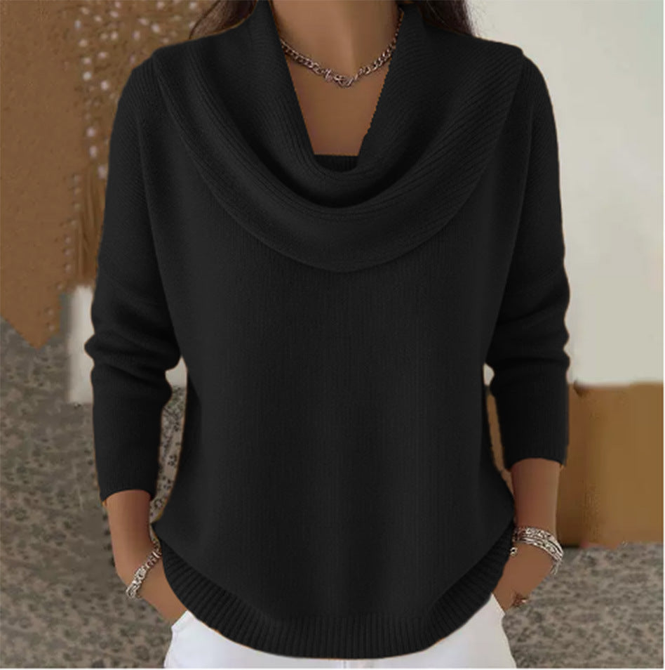 ZOFIA | Sweter z drapowanym kołnierzem