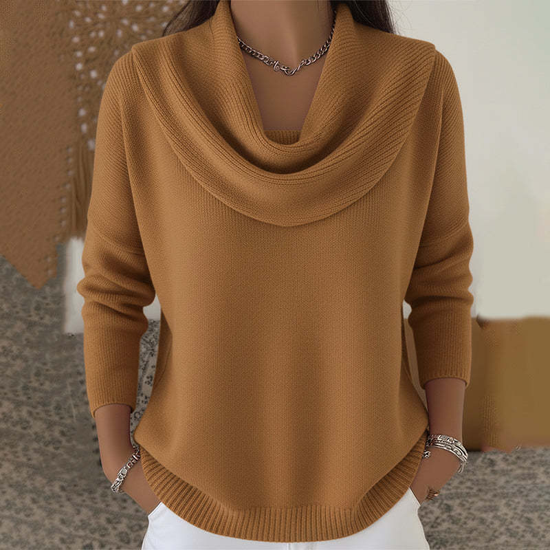 ZOFIA | Sweter z drapowanym kołnierzem