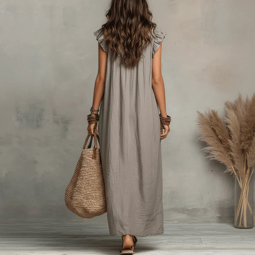 ZOE | Sukienka długa boho z falbanami 7